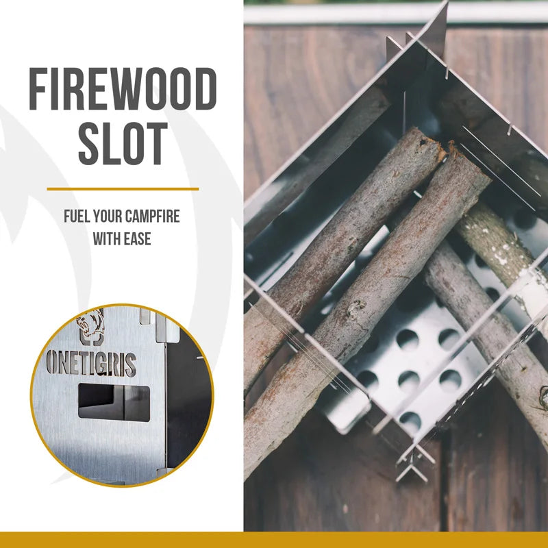 Stainless Steel Folding Wood Burning Camping Stove