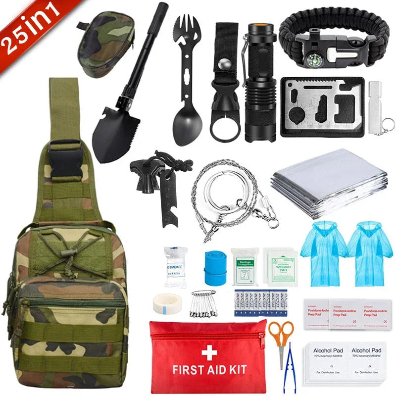 25 in 1 Multi-functional field first-aid and tool kit