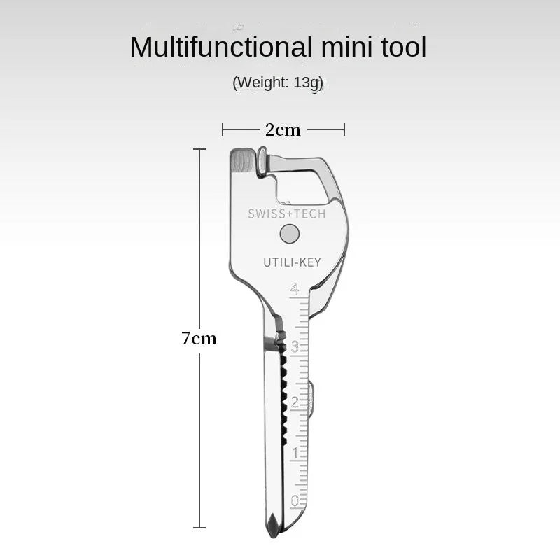 Outdoor mini multifunctional key knife six-in-one self-defense keychain tool bottle opener screwdriver folding knife