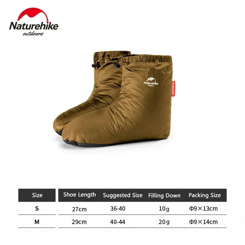 Naturehike Down Camp Shoes Duck Down Goose Down Foot Cover Winter Warm Ultralight Boots Windproof Waterproof Socks 0°C~-15°C