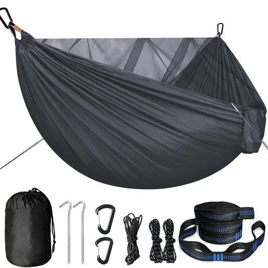 Portable Quick Setup Hammock with Mosquito net Travel Outdoor Camping Hammock Hanging Sleeping Swing Bed with Mosquito Net