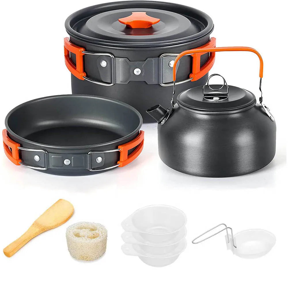 Aluminum outdoor and camping cook set