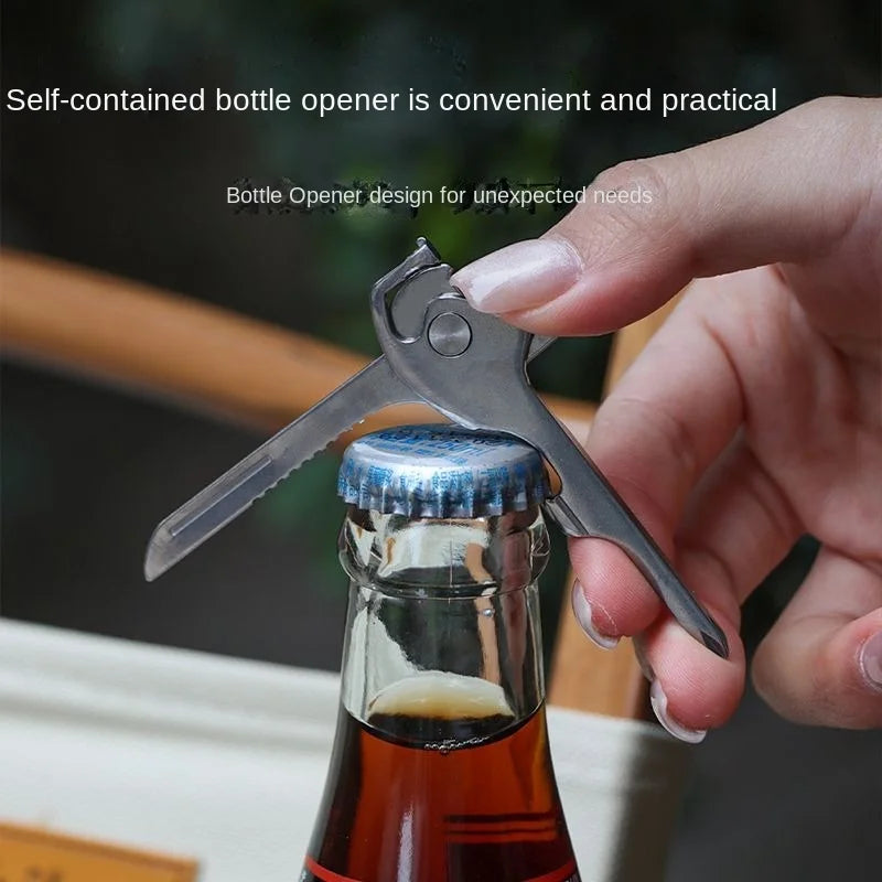 Outdoor mini multifunctional key knife six-in-one self-defense keychain tool bottle opener screwdriver folding knife