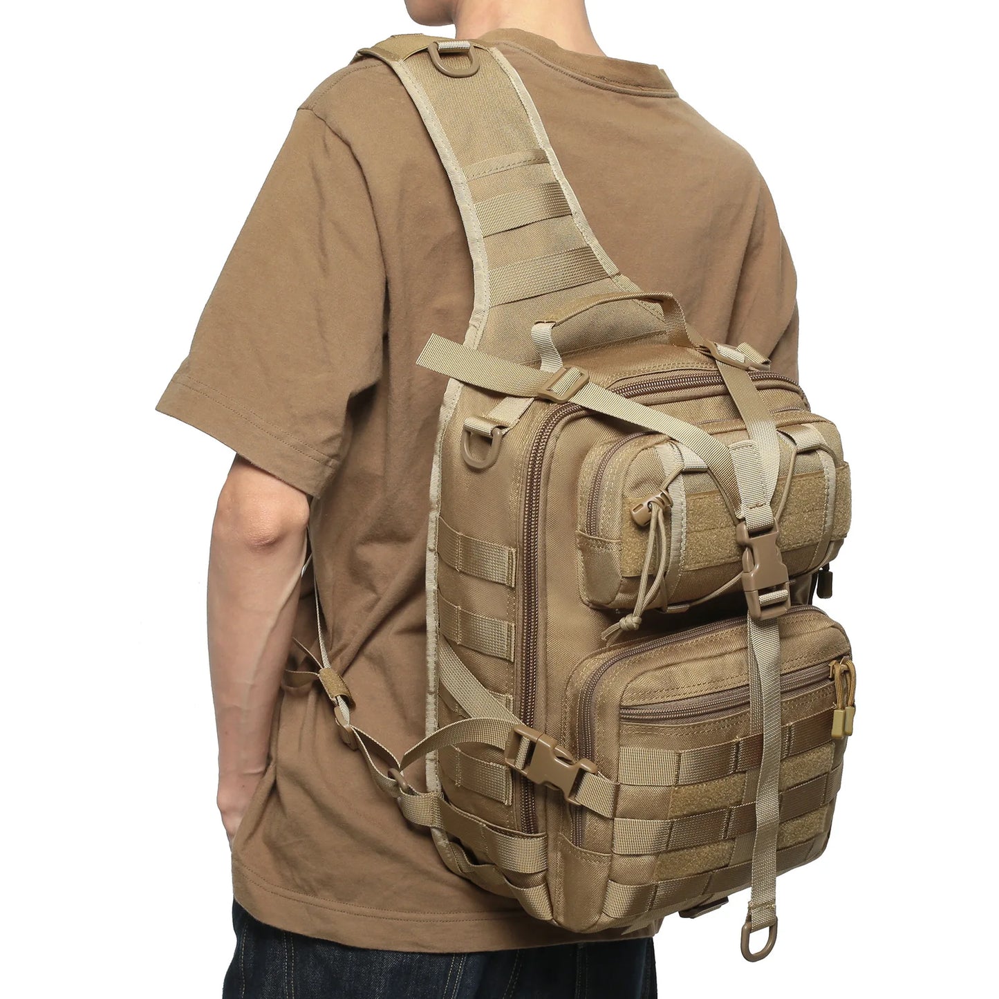 Tactical Sling Bag Crossbody Chest Pack Shoulder Daypack Outdoor Hiking Cycling Fishing Commuting Backpack Fit 14"pad