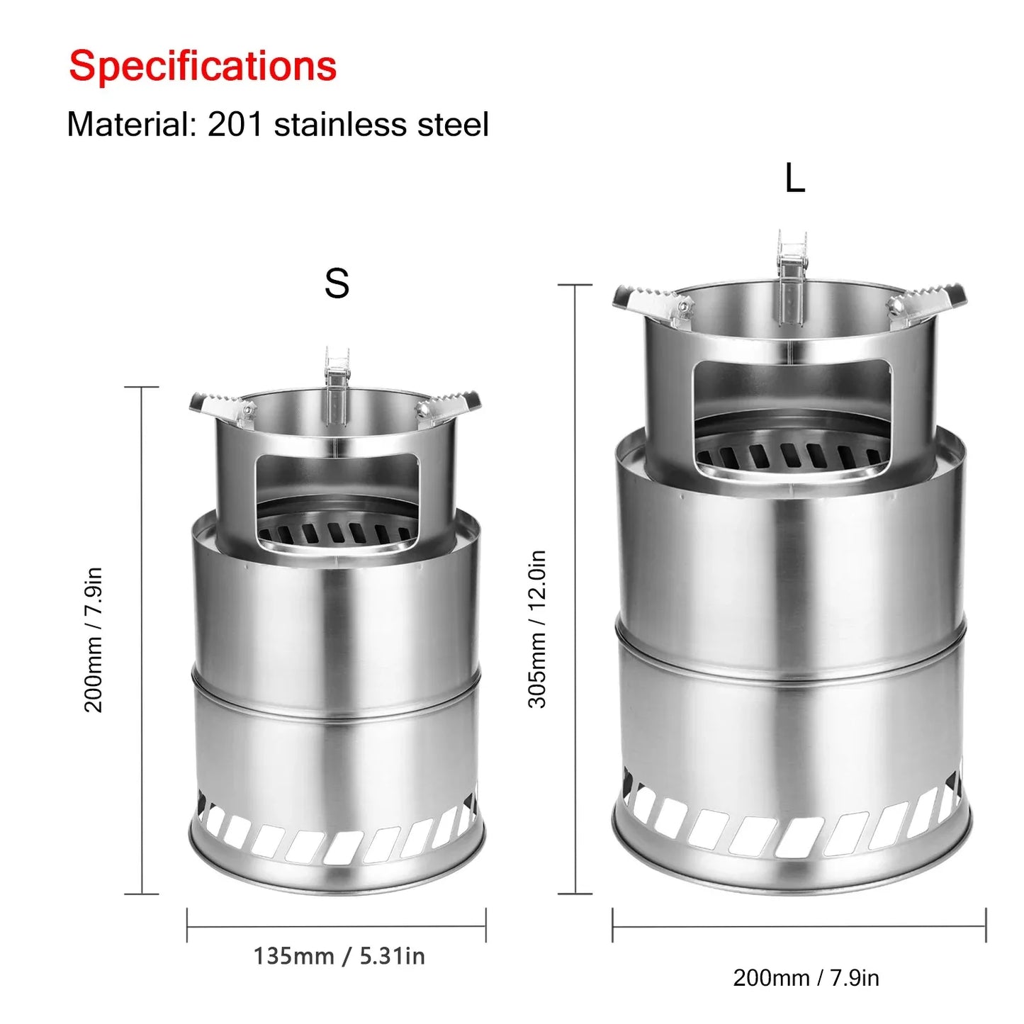 Outdoor Camping Furnace End Deconstructable Wood Stoves Portable Picnic Barbecue Stoves Windproof Cooking Stainless Steel Stove