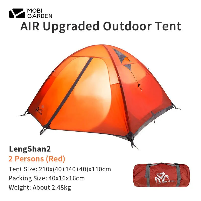 MOBI GARDEN Camping Tent 1-4 Persons Ultralight Rainproof Windproof Tent For Outdoor Tourism Hiking Cold Mountain Air Upgrade