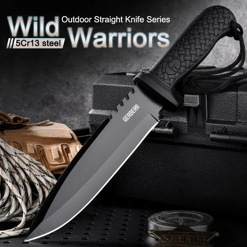 1 Multi-Purpose Outdoor Hunting Knife, Vintage Engraved Leather Box, with Leather Sharp Camping, Barbecue