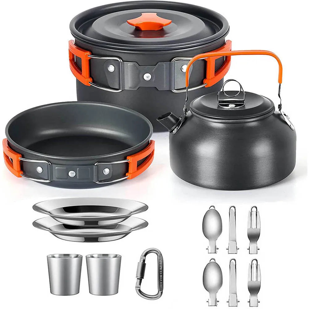 Aluminum outdoor and camping cook set