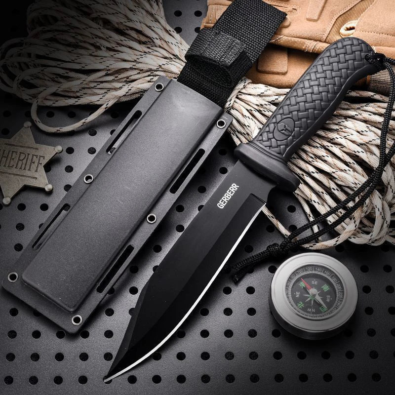 1 Multi-Purpose Outdoor Hunting Knife, Vintage Engraved Leather Box, with Leather Sharp Camping, Barbecue