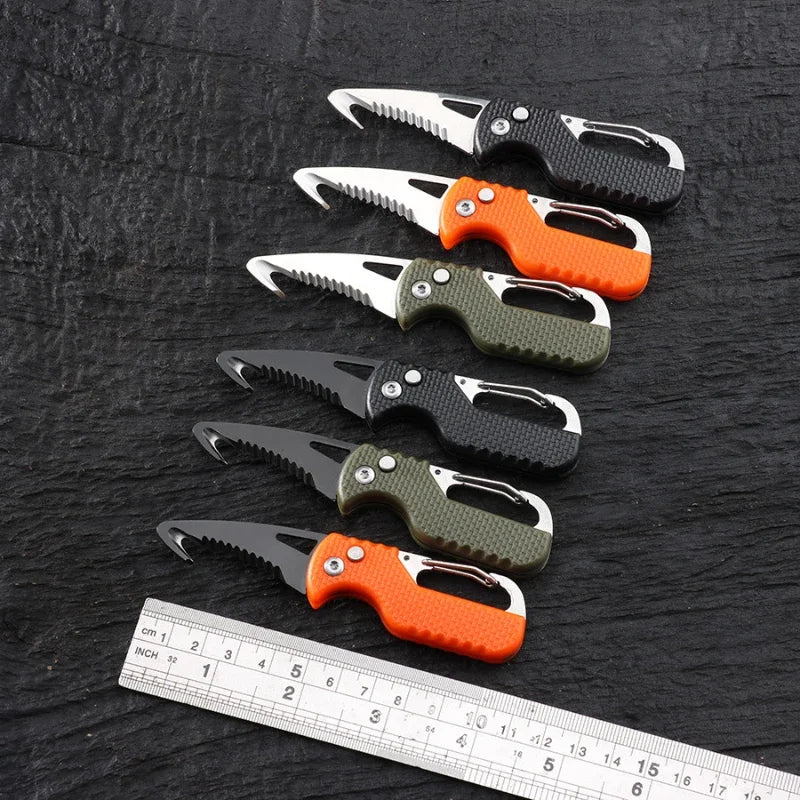 Outdoor Camping Portable Folding Knife Express Package Knife Gift Keychain Serrated Hook Knife Carry-on Survival Tool Box