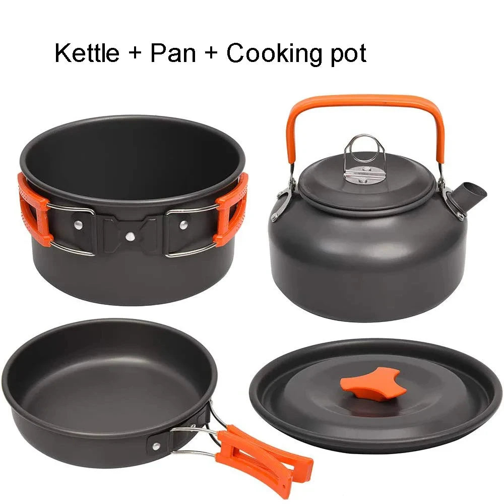 Aluminum outdoor and camping cook set