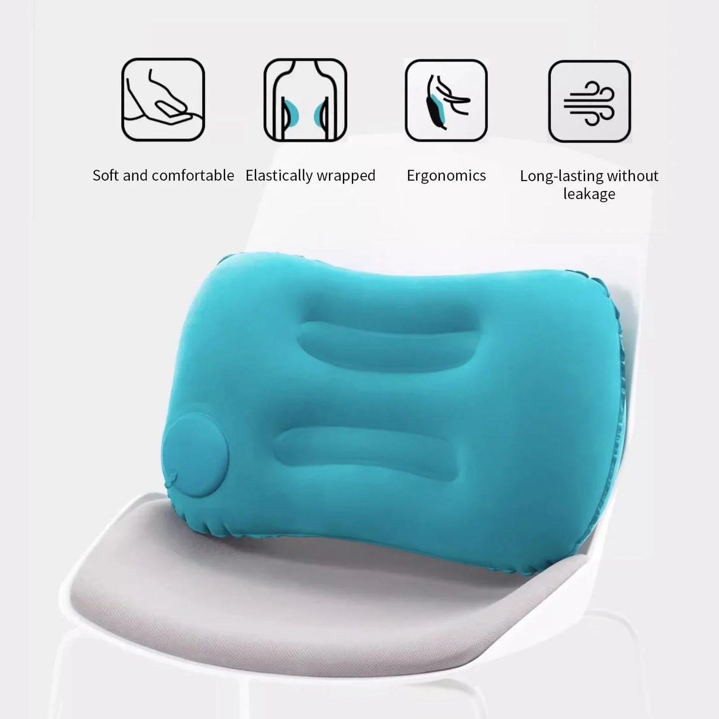 Portable Comfortable Inflatable Pillow, Camping Pillow, Pool Pillow, Ultra Soft Car Pillow for Neck and Lumbar Support