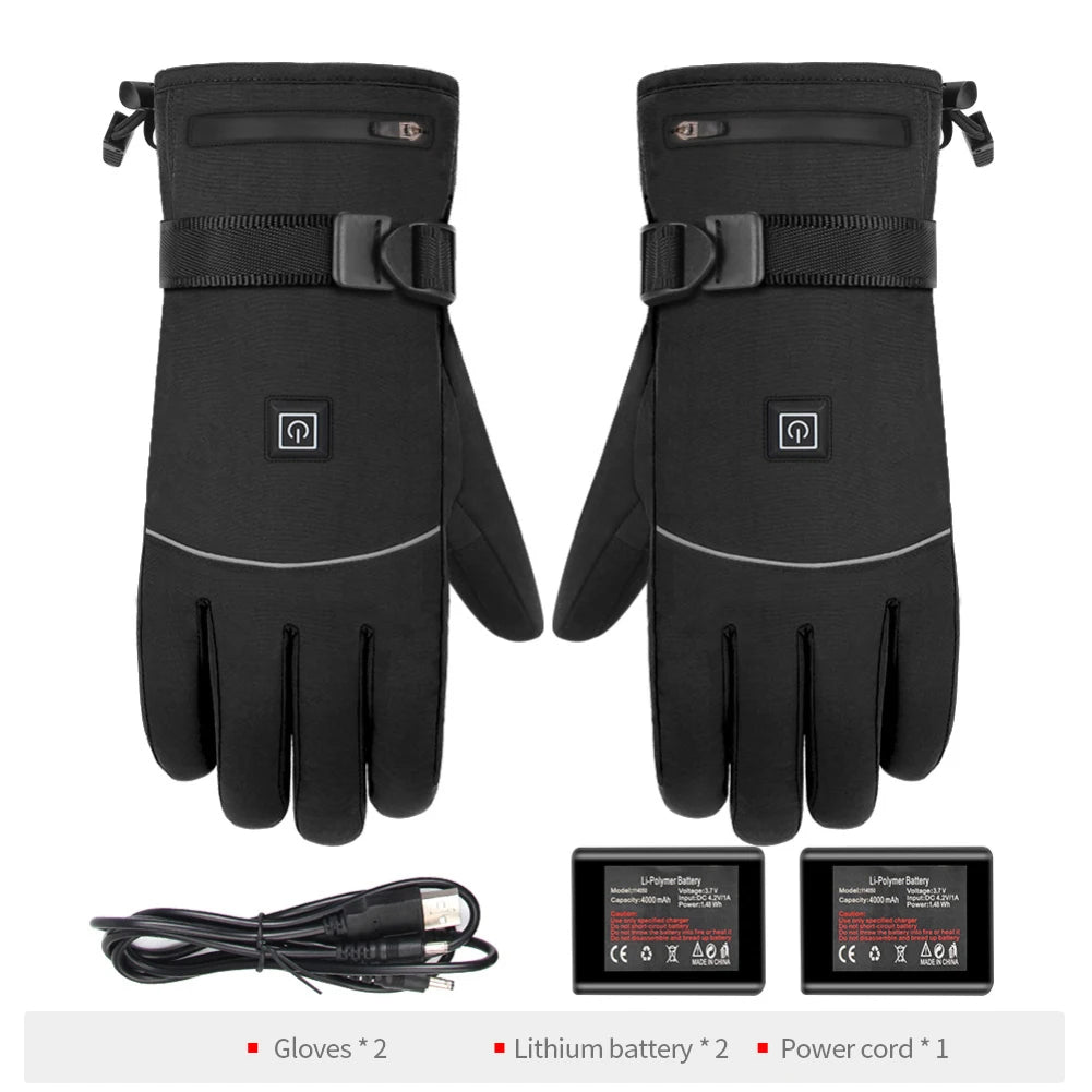 Electric Heated Gloves Winter Thermal Skiing Snowboarding Hunting Fishing Gloves Waterproof Heating Guantes Invierno Hombre 방한장갑