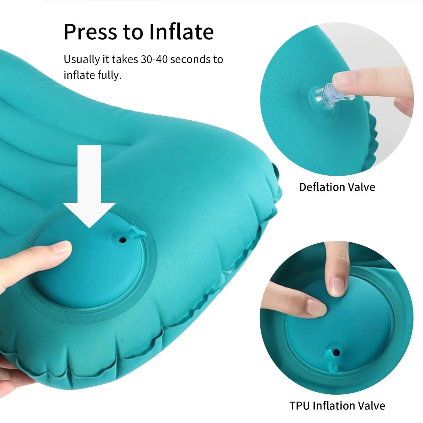 Portable Comfortable Inflatable Pillow, Camping Pillow, Pool Pillow, Ultra Soft Car Pillow for Neck and Lumbar Support