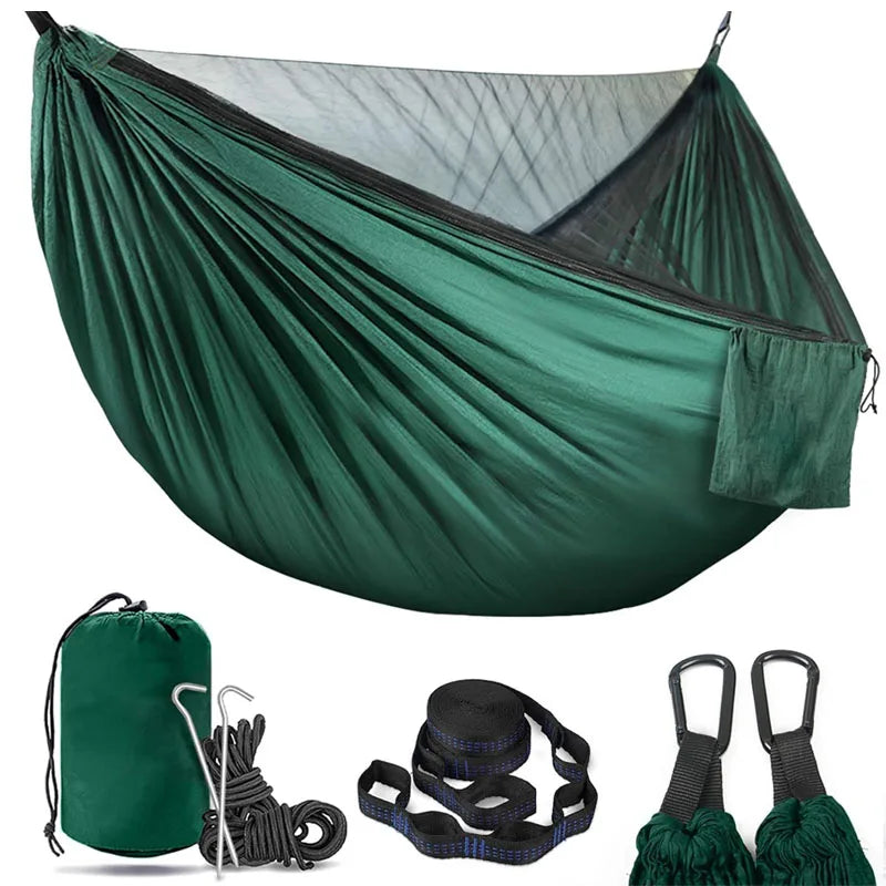 Portable Quick Setup Hammock with Mosquito net Travel Outdoor Camping Hammock Hanging Sleeping Swing Bed with Mosquito Net