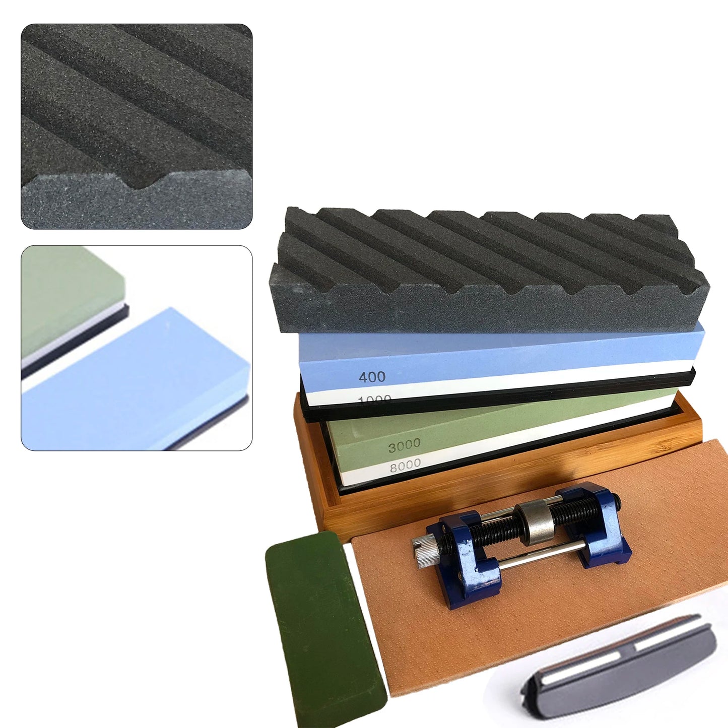 Rectangle White Corundum Knife Sharpening Stone Set Dual Grit 400/1000 3000/8000 Whetstone Kitchen Tool Outdoor Grindstone