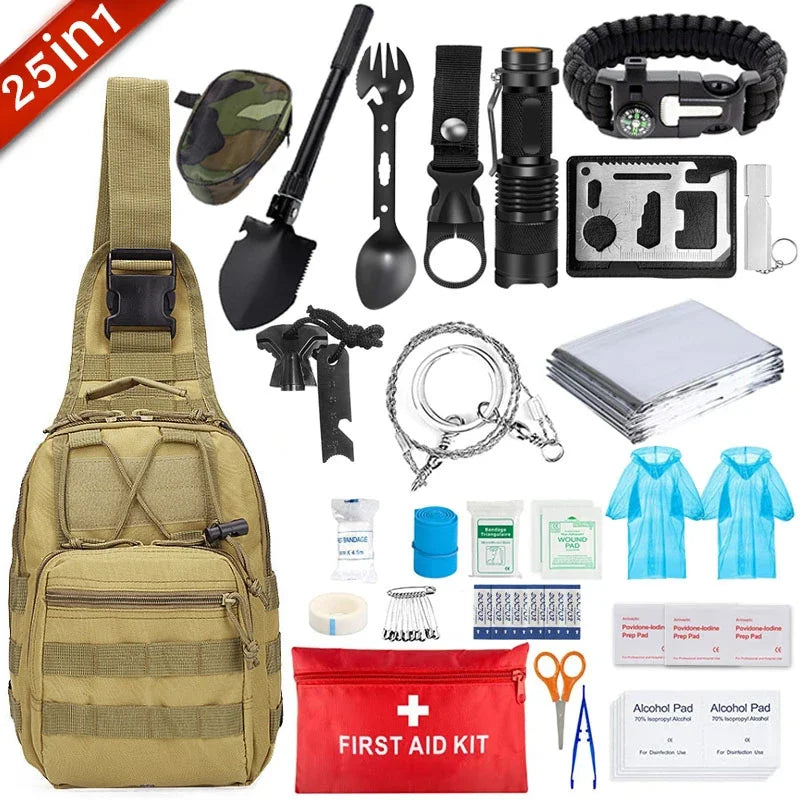 25 in 1 Multi-functional field first-aid and tool kit