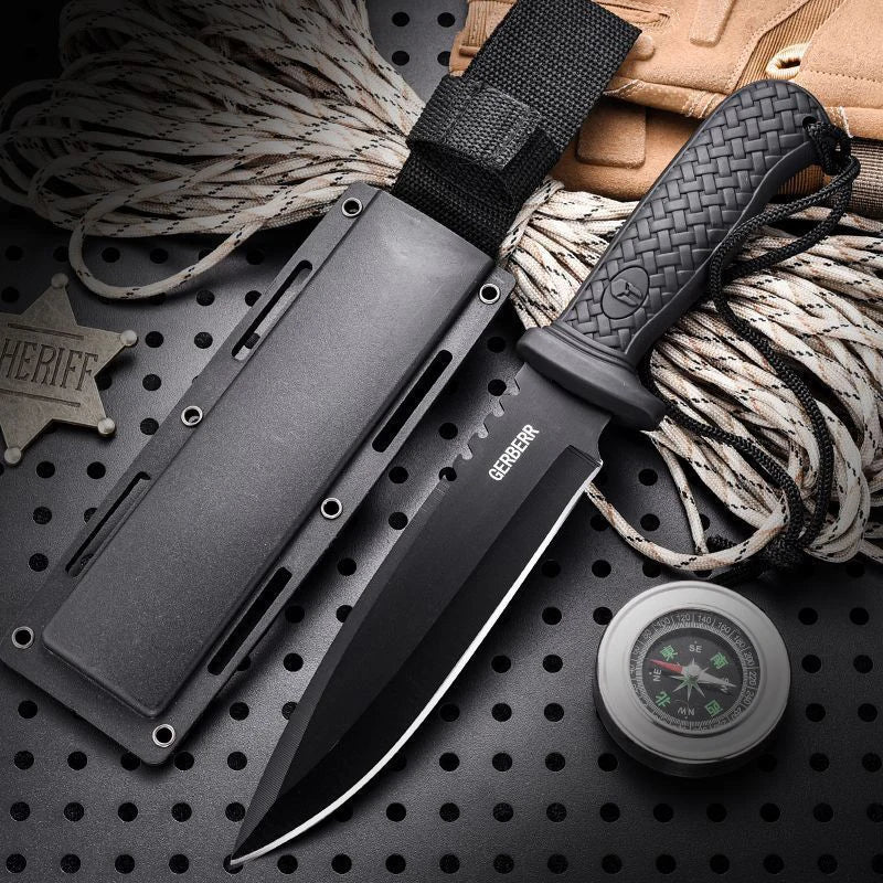 1 Multi-Purpose Outdoor Hunting Knife, Vintage Engraved Leather Box, with Leather Sharp Camping, Barbecue