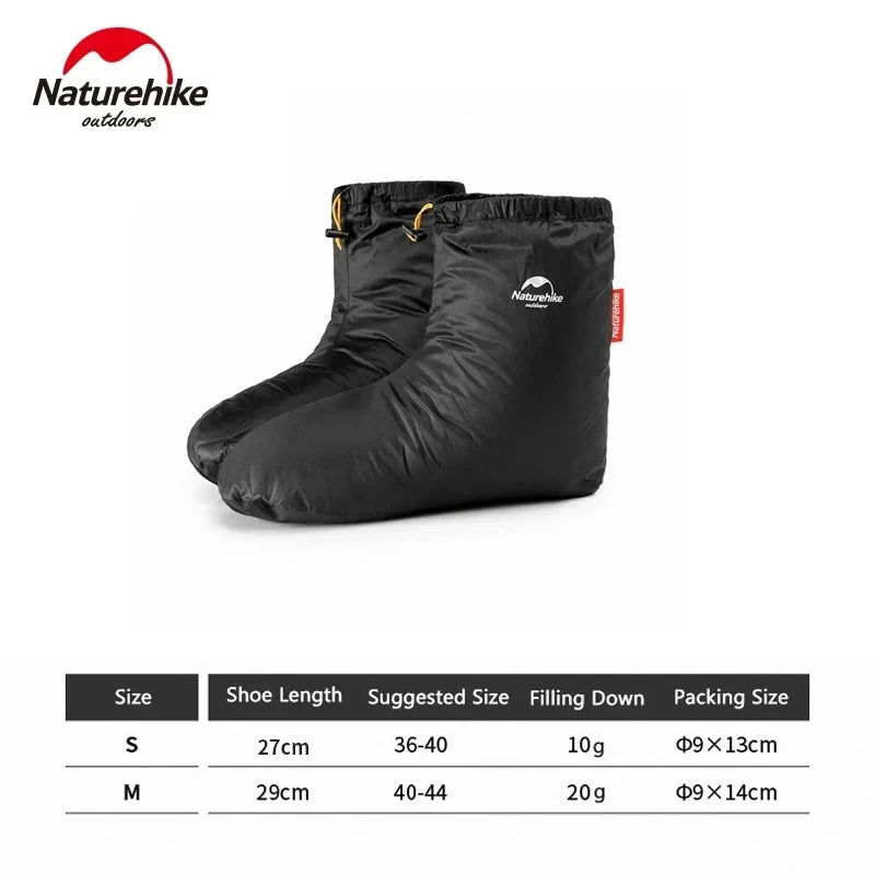 Naturehike Down Camp Shoes Duck Down Goose Down Foot Cover Winter Warm Ultralight Boots Windproof Waterproof Socks 0°C~-15°C