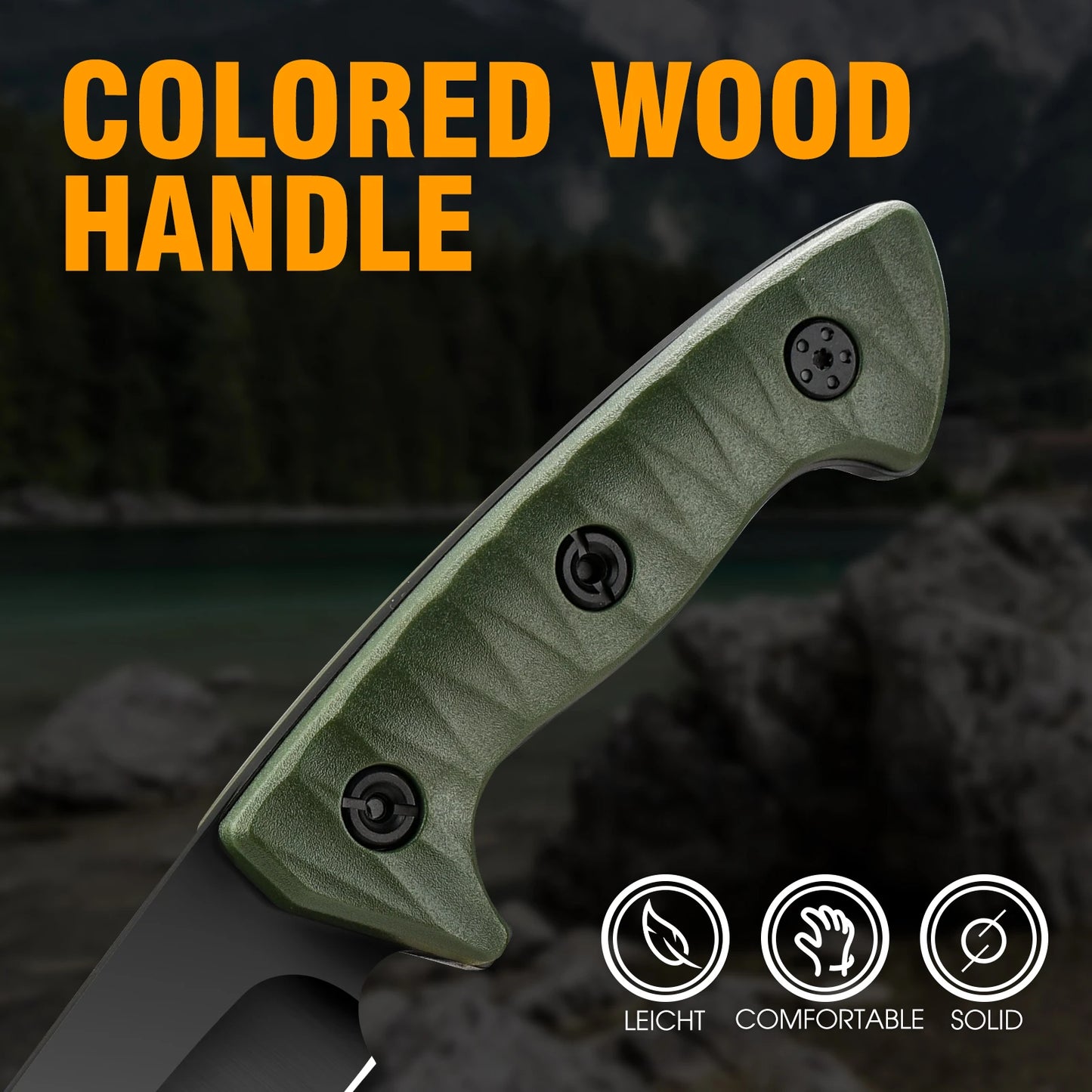 Rainforest Survival Knife - Lightweight, Stainless Steel with Wooden Handle & Spear Point Blade for Outdoor Fishing and Wilderne