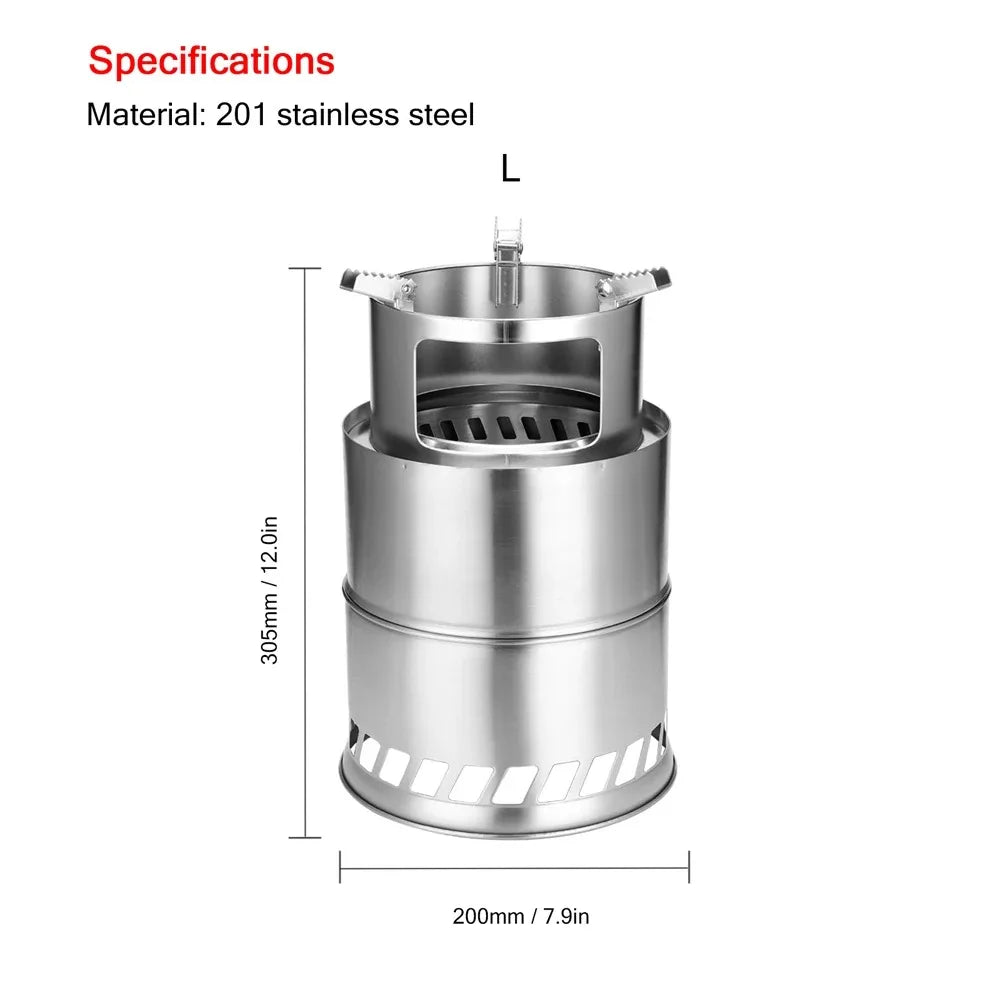 Outdoor Camping Furnace End Deconstructable Wood Stoves Portable Picnic Barbecue Stoves Windproof Cooking Stainless Steel Stove