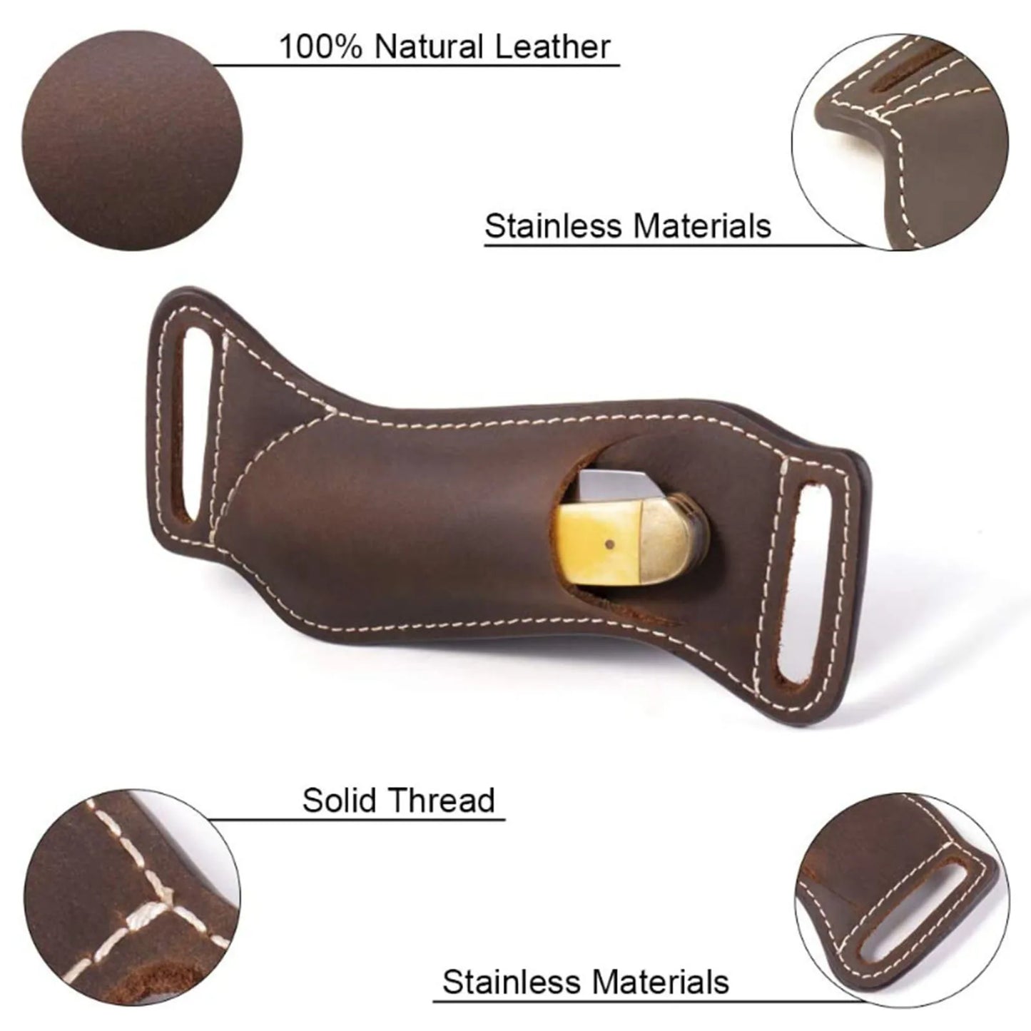 Vintage Leather Waist Belt Case Folding Knife Sheath for Belts Knife Cover Knife Mini Pocket Knife Pouch Holder Outdoor Tools