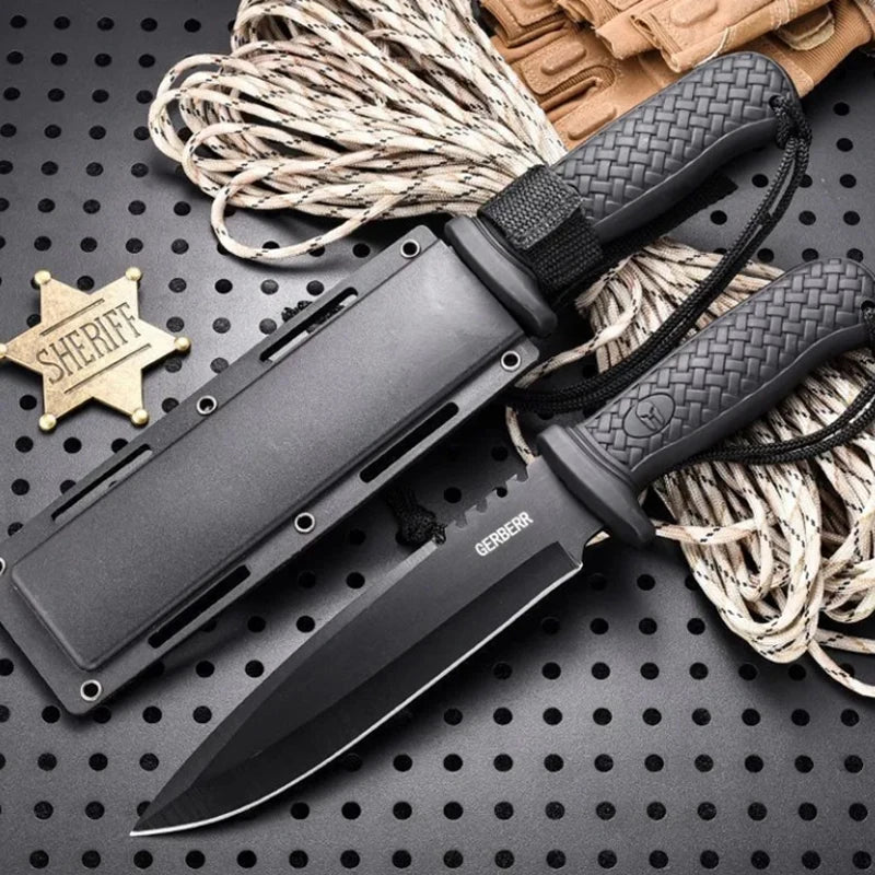 1 Multi-Purpose Outdoor Hunting Knife, Vintage Engraved Leather Box, with Leather Sharp Camping, Barbecue