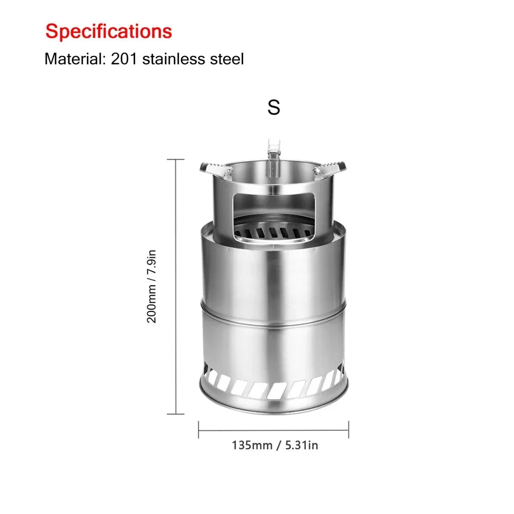 Outdoor Camping Furnace End Deconstructable Wood Stoves Portable Picnic Barbecue Stoves Windproof Cooking Stainless Steel Stove