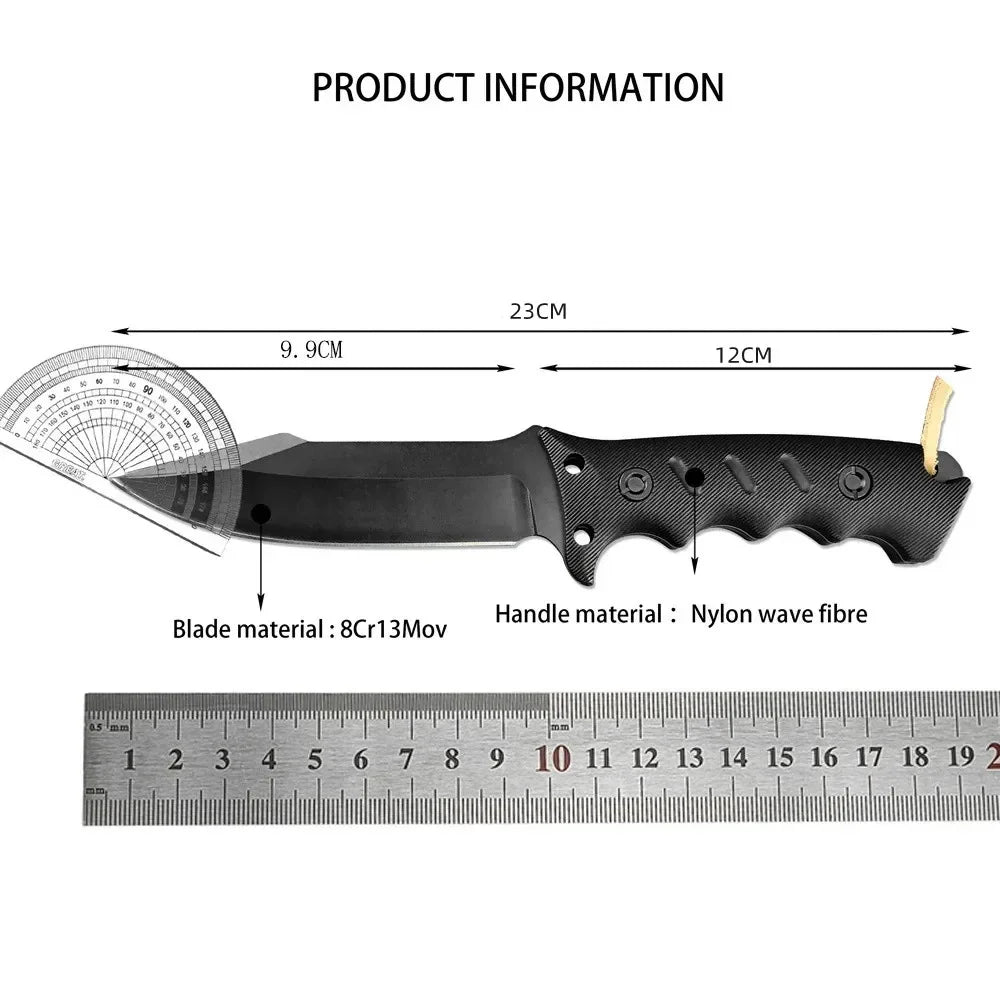 Green/Black Full Tang Tactical Fixed Blade Knife 8Cr13Mov Steel Ourdoor Military Combat Self Defense Knives with Kydex Sheath