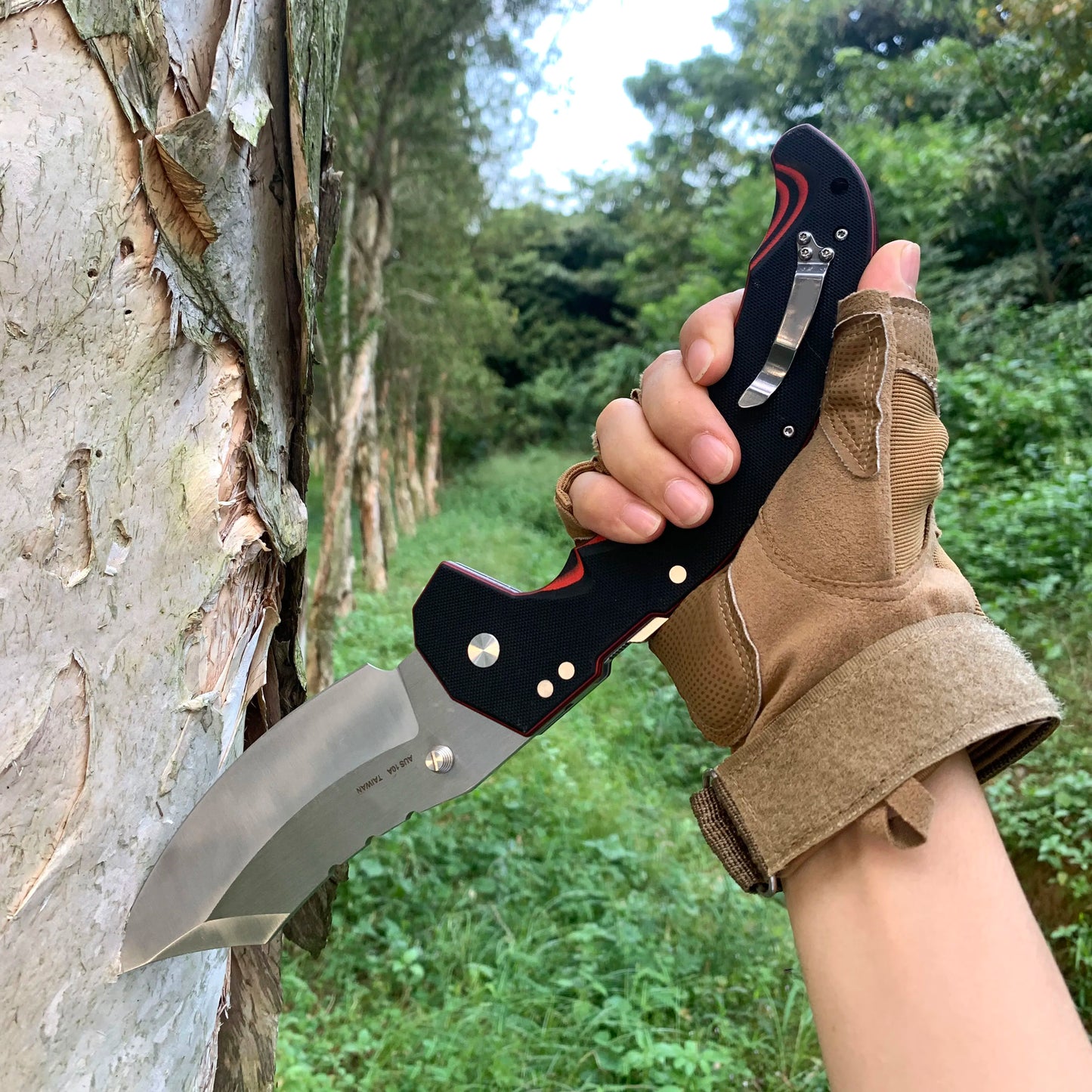 High hardness Cold Large Camping Tactical Hunting Knife AUS10A Blade Outdoor Folding Survival Tools For Men Jungle combat Knives