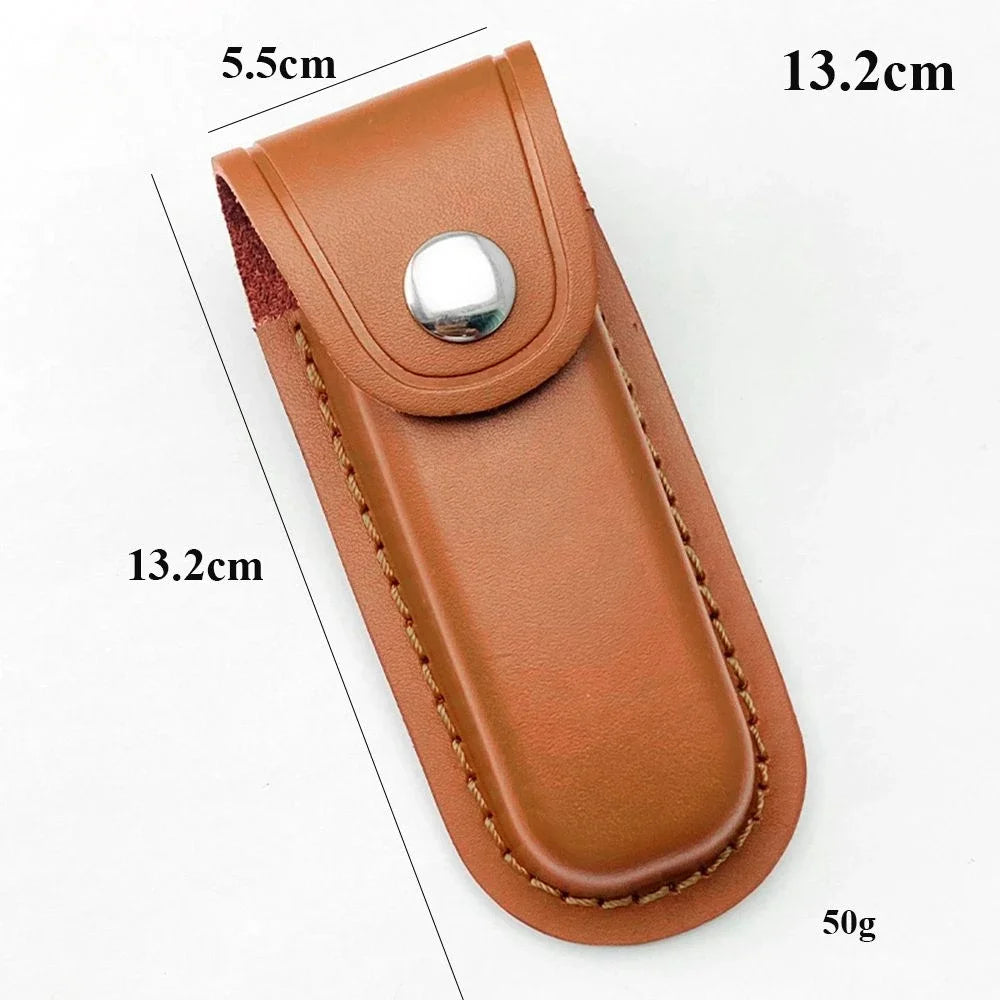 1PC Brown Fold Knife Scabbard Tool Flashlight Belt Loop Case Holder Leather Sheath Pocket Hunt Camp Outdoor Carry Equipment