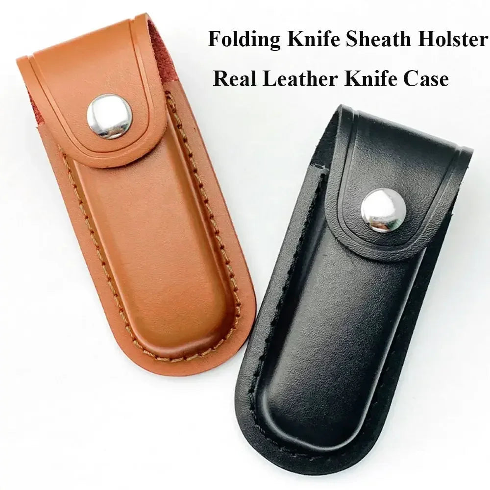 1PC Brown Fold Knife Scabbard Tool Flashlight Belt Loop Case Holder Leather Sheath Pocket Hunt Camp Outdoor Carry Equipment