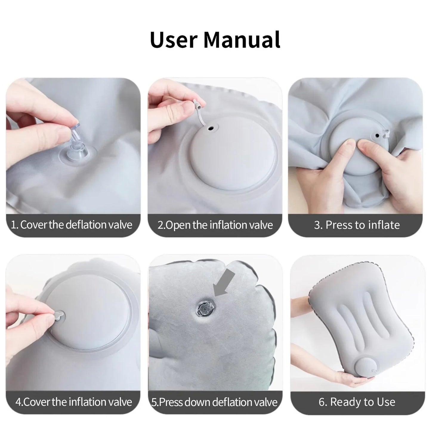 Portable Comfortable Inflatable Pillow, Camping Pillow, Pool Pillow, Ultra Soft Car Pillow for Neck and Lumbar Support