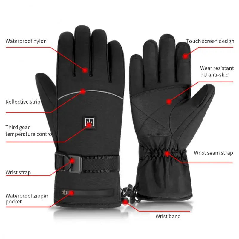 Electric Heated Gloves Winter Thermal Skiing Snowboarding Hunting Fishing Gloves Waterproof Heating Guantes Invierno Hombre 방한장갑