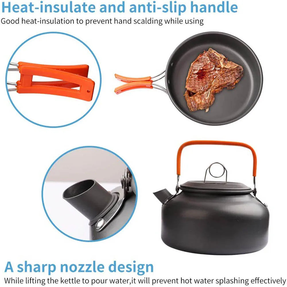 Aluminum outdoor and camping cook set