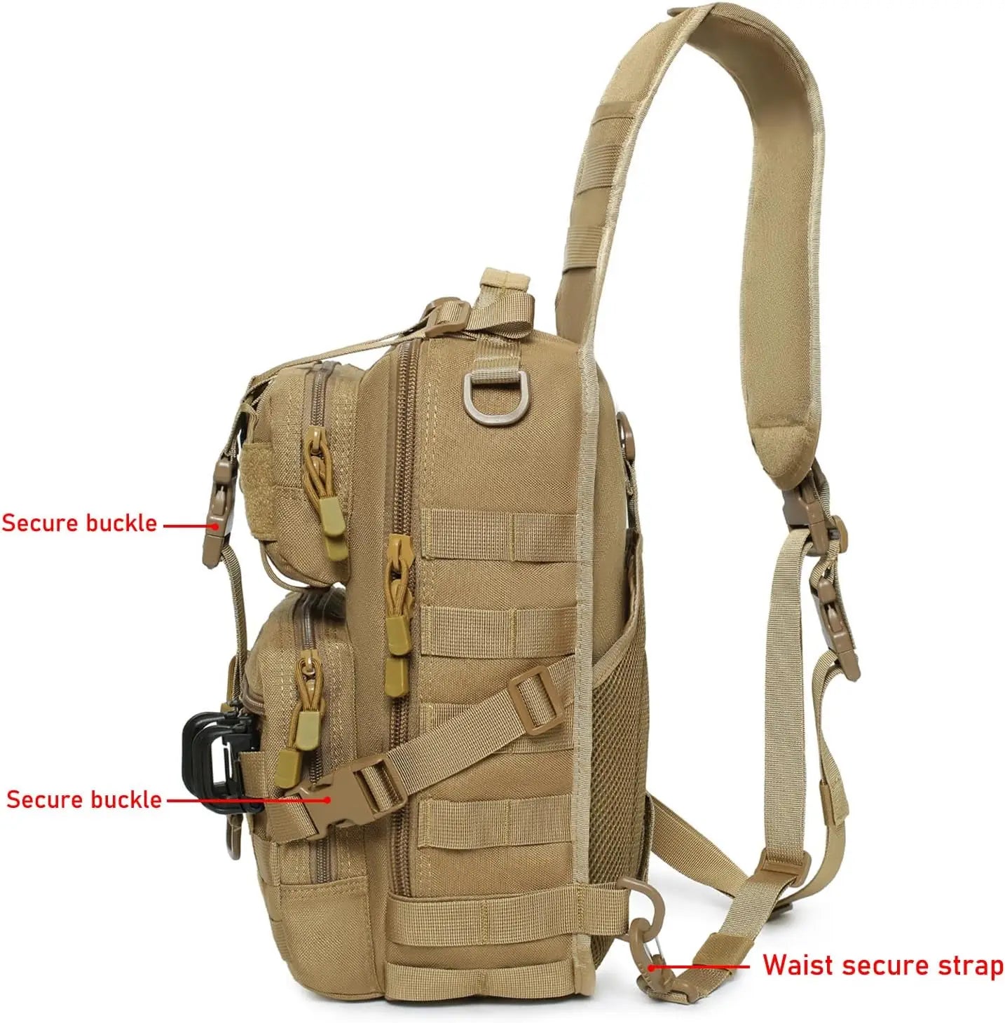 Tactical Sling Bag Crossbody Chest Pack Shoulder Daypack Outdoor Hiking Cycling Fishing Commuting Backpack Fit 14"pad