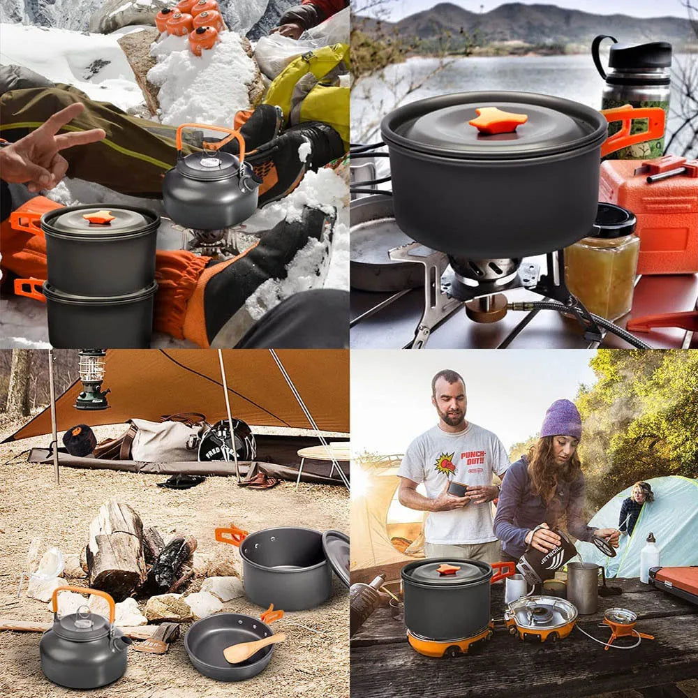 Aluminum outdoor and camping cook set