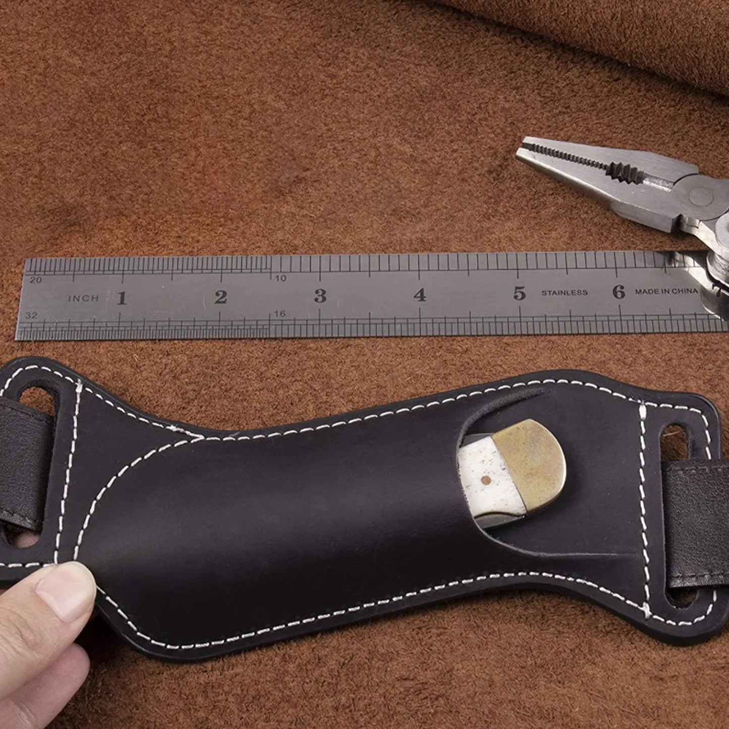 Vintage Leather Waist Belt Case Folding Knife Sheath for Belts Knife Cover Knife Mini Pocket Knife Pouch Holder Outdoor Tools